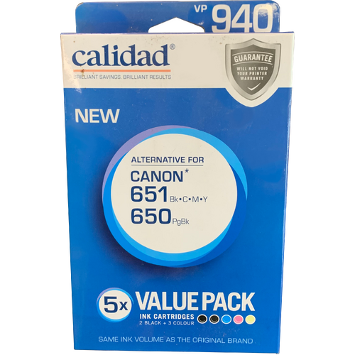Calidad Ink Cartridge  940vp 5x Value Pack Cyan, Yellow, Magenta & x2 Black