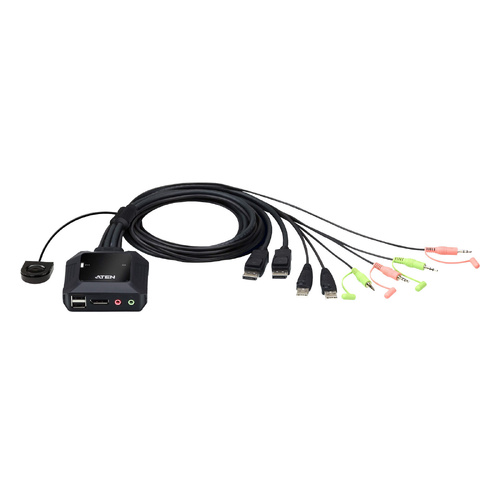Aten 2-Port USB DisplayPort Cable KVM Switch with Remote Port Selector