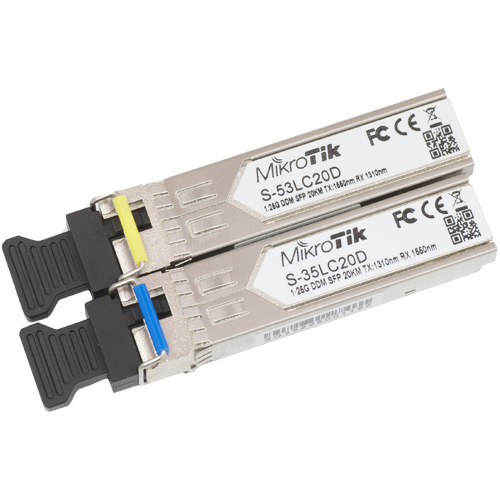 SFP (1.25G) bidirectional optical fibre module kit, 20Km, single mode